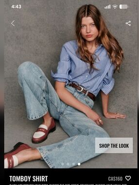 Sezane Blue Striped Tomboy Button-Down Shirt